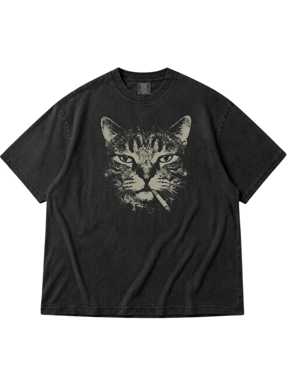 Comfort Colors Black Short Sleeve Tee with Graphic Cat Print